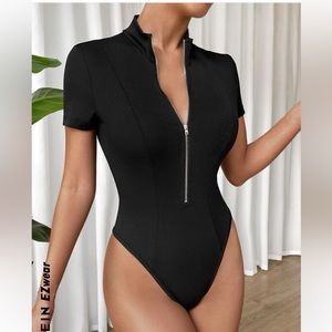 Zip up slim body suit